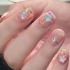 Dulces y Lindas Uñas Adhesivas Portátiles 30 Piezas Acrílico Colorido Estrella Manicura Rosa Lunares Cortas Uñas Portátiles