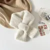 Bufanda de Cuello Gruesa de Piel Estilo Coreano Versátil Color Sólido Bufanda Cruzada de Felpa para Mujer Invierno Gruesa Cálida