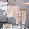 Traje de dos piezas de forro polar para niños de 2 años, cuello redondo, manga larga, Otoño Tardío, Nuevo, 3 Niños y Niñas, Casual, 0-4, Forro Polar de Grano Austriaco