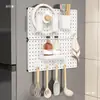 Escritorio con Panel Perforado, Escritorio Perforado sin Taladro, Estante Multifuncional para Especias, Gancho para Baño, Estante de Almacenamiento, Soporte para Cuchillos, Estante Colgante Superior