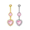 Gabe Moda Transfronteriza Europea y Americana Piercing Corazón de Zirconia Anillo para Ombligo Rosa Chica Piercing Diseño de Stud para Ombligo