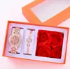 Popular Reloj de Mujer Cornucopia Moda Casual Números Romanos Cuarzo Set Pulsera Completa de Diamantes Reloj de Muñeca de Moda