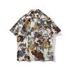 Camisa Floral Albaricoque Vintage Antigua para Hombre Verano Nueva Llegada Holgada Estilo Hong Kong Hawaiana Playa Manga Corta