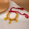 Nuevo Pulsera Caballo Mecedora Chapada en Oro Estilo Chino con Hilo Rojo, Pulsera Año de Nacimiento Caballo del Zodiaco, Amuleto de Buena Suerte, Joyería Estilo Chino