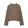 Atacado Fabricante de Roupas Femininas Transfronteiriço 2026 Novo Estilo Europeu e Americano Jaqueta Tricô Top Metalizado com Franjas