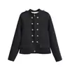 Comércio Exterior Atacado Transfronteiriço AliExpress Mais Vendido Estilo Europeu e Americano Roupas Femininas Moda Retrô Elegante Ombros Almofadados Botões Decorados Ajuste ao Corpo Jaqueta