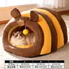 Cama para Gato Invierno Engrosada Oso Nido de Panal Perro y Gato Nido para Dormir Semicerrado 2026 Invierno Nuevo Cálido Casa para Gatos