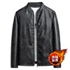 8802 Jaqueta de Couro PU Masculina para Motociclista Nova de Primavera Casaco Fino Cor Sólida Gola Alta Slim Fit Top Masculino Estiloso