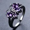 AliExpress eBay suministro anillo de mariposa de circón negro dorado azul animal pequeño entrega de una sola pieza