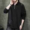 Nova Camisa Polo Masculina de Manga Comprida de Primavera e Outono Cor Pura Versátil Algodão Camiseta de Base Gola Polo Moletom Jaqueta Fashion