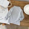 Camiseta básica de otoño para niña con bordes rizados, camiseta infantil de cuello alto y manga larga, bebé con forro polar, encaje versátil cepillado de moda