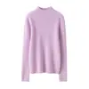 Suéter de cachemira para mujer, 100% cachemira pura de cabra, nuevo diseño de moda simple, suéter de punto cálido con cuello semi-alto