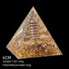 Transfronterizo 6cm Cristal Natural Letra Dorada Adorno Decorativo de Escritorio para el Hogar Pirámide de Resina para Chakra Yoga Meditación