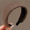 Faixa de cabeça com poá na cor café, estilo Zhang Ruonan, de aba larga para mulheres, para uso diário ao ar livre, tiara alta que faz o rosto parecer menor, presilha de cabelo