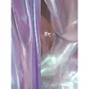 Tecido para Vestido Criativo Liso de Organza Laser Violeta com Rede Iridescente para Casamento Tecido Transparente de Designer