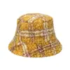Sombrero de Cubo Cuadros Retro Clásico Nuevo Otoño e Invierno de Amazon Transfronterizo Sombrero de Pescador Versátil Casual para Exteriores de Lana de Cordero para Mujer