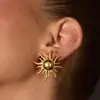 Estilo Ins Pendientes de Acero Inoxidable con Sol Set de Joyería para Mujer Elegante Diseño de Nicho Pendientes de Acero de Titanio de Gama Alta