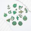 Colgante Popular Transfronterizo de Corazón Verde con Cruz y Caballito de Mar Accesorios para Joyería DIY Accesorios para Pendientes Retro