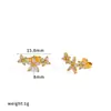 Brincos de Tarraxa Flor de Diamante Novo Transfronteiriços Moda Temperamento Completo Diamante Aço Inoxidável Fundido Pó de Ouro 18k