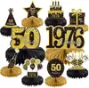 Decoración de Fiesta de Cumpleaños de Lujo Negra y Dorada para Adultos, Adornos de Panal y Suministros, Regalos de Mesa para Fiesta de Cumpleaños