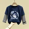 Camiseta Interior de Manga Larga para Niños, Nuevo Estilo Primavera y Otoño, Camiseta Interior de Algodón Puro para Niños, Atuendo de Primavera con Estampado de Dibujos Animados, Camiseta de Capa Interior
