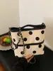 Bolso tote de lona con lunares de estilo coreano, de nicho, gran capacidad, para mujer, nuevo de verano 2026, exquisito bolso de hombro y cruzado para commuting