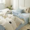 Estilo sin imprimir Algodón 100% Juego de Cuatro Piezas para Cama Lujo Sencillo y Accesible Algodón de Fibra Larga Algodón Puro Funda Nórdica Cama Sábanas de Cama Juego de Tres Piezas para Dormitorio 4
