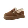 Botas de nieve de suela gruesa para mujer, nueva colección de invierno 2026, forradas de felpa y engrosadas para abrigar, con un diseño peludo, y disponibles en estilos como zapatos tipo gorro y diseños inspirados en Birkenstock.
