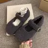 Zapatos Mary Jane grises forrados de pelo, ropa de abrigo de invierno para mujer, nuevos zapatos planos de estilo coreano, para aumentar la altura de la mujer, forrados de polar, zapatos de algodón cálidos