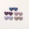 Tela de Cuadros Estilo Universitario Botón de Corazón DIY Pendientes Hechos a Mano Broche Accesorios para el Cabello Piezas de Joyería