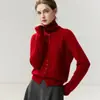 Mismo estilo que en el centro comercial: suéter de punto de cachemira para mujer, cárdigan, diseño de cuello alto, nuevo abrigo de suéter de cachemira para otoño/invierno