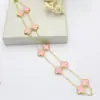 Popular Colar Trevo de Quatro Folhas Dupla Face com 10 Flores Aço Titânio Não Desbota Luxo Acessível Moda Pêndente de Flor de Alta Qualidade Corrente para Clavícula