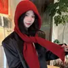 Chapéu e Cachecol Tudo-em-Um Chapéu de Tricô Outono e Inverno para Mulheres, Chapéu Balaclava com Cachecol Integrado, Chapéu de Lã à Prova de Frio e Quente