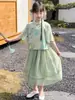 Traje Hanfu Estilo Chino Nuevo Estilo 2026 para Niñas, Traje Tang Qipao Estilo Primavera para Bebé Niña, Vestido Primavera y Otoño para Niña Pequeña