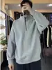 Sudadera Nueva de Textura para Hombre con Cuello Alto y Media Cremallera para Primavera y Otoño, Tendencia de Gama Alta, Ajuste Holgado, Versátil, Peso Pesado, Casual, Manga Larga
