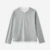 Camiseta de manga larga con textura de doble cara transfronteriza para hombre APO Men's Clothing, top de alta gama con bloques de color, cuello redondo, corte holgado, imitación de dos piezas