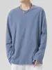 Camiseta Longa Fashionável para Homens, Primavera, Outono e Inverno Estilo Básico Casual Roupa de Baixo Tendência Gola Redonda Top Masculino Camisa Camada Base