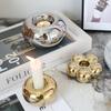 Candelabro Nórdico Ins Simple Cerámico Dorado Galvanizado Adornos Lindo Artístico Suave Luz de Vela para Mesa de Comedor Accesorios Románticos