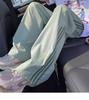 Pantalones de Secado Rápido de Tres Barras Estilo Americano para Hombre Verano Delgados Sueltos de Pierna Ancha Pantalones Crock Rectos de Seda de Hielo Casuales