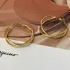 Arete Grande Exagerado Giratorio Chapado en Cobre Oro Real Nicho Gama Alta Simple Pendientes de Lujo Ligero Pendientes de Gama Alta Pendientes para Mujer