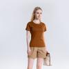 Camiseta Sencilla de Algodón Tipo Seda de Color Sólido, Manga Corta, Verano, Textura de Seda de Hielo, Hombro Normal, Corte Regular, Estilo Holgado, para Mujer
