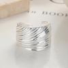 Anillo de rayas de plata de ley 925 para mujer, estilo europeo y americano, con apertura ajustable, diseño de nicho, elegante joyería de plata.