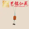 Cadena para Teléfono Colgante Llavero Gato Tallado de Sándalo Amarillo, Yiming Xianyuan Unisex Colgante para Bolso de Madera Maciza