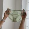 Calcinha de Renda e Tela para Meninas Francesas Sexy para Senhoras Respirável Confortável Cintura Média Crotch de Algodão Amigo da Pele para Mulheres