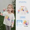 Ropa para Niños Camiseta Falsa de Dos Piezas para Niñas 26 Nuevo Estilo de Otoño Ropa para Niños Top de Manga Larga con Cuello Redondo Antibacteriano Mariposa Estereoscópica de Color Contrastante