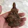 Madeira de Cânfora Sentada em uma Plataforma de Lótus Segurando um Frasco de Água, Estátua de Guanyin, Escultura em Madeira Maciça de Avalokiteshvara Bodhisattva, Decoração de Mesa para Casa