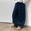 Resistente ao Desbotamento! Jeans Vintage Moderno para Meninos e Meninas, Forrado com Fleece, Estilo Cimitarra, Inverno 2025, Espessado, Estiloso, Quente, Calça de Corte Reto