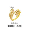 Anel Aberto Estilo Simples Popular de Zircônia Espiga de Trigo para Mulheres Anel de Dedo Indicador em Ouro de Areia Vietnamita Design Que Não Desbota por Muito Tempo