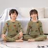 Conjunto Térmico Infantil Outono e Inverno 2025 Multicor Algodão Estampa de Desenho Meninos e Meninas Roupas de Outono e Calça Longa Conjunto de Duas Peças