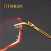 Gafas para Miopía de Nuevo Estilo, Gafas Sin Montura, Gafas Cortadas en Diamante, Gafas de Titanio Puro Modernas para Hombre, Gafas Sin Tornillos 005